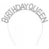 Gümüş Renk Kristal Taşlı Parlak Birthday Queen Yazılı Kraliçe Taç 16x17 cm