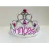 Gümüş Renk Prenses Yazılı Parti Tacı 60 cm