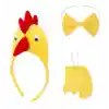 Horoz – Tavuk Kostüm Aksesuar Seti - Taç Papyon Kuyruk