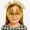 İts My Birthday Yazılı Taç ve Mum Şekilli Gözlük Seti Altın Renk NessiWorld