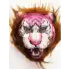 Kahverengi Saçlı Pembe Yüz Kurt Maske Kaplan Maske Mega Peluş 26 No