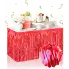 Kendinden Yapışkanlı Kırmızı Metalize Püsküllü Masa Eteği – 75 x 275 cm Parti Süslemesi