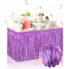 Kendinden Yapışkanlı Mor Metalize Püsküllü Masa Eteği – 75 x 275 cm Parti Süslemesi