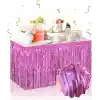 Kendinden Yapışkanlı Pembe Metalize Püsküllü Masa Eteği – 75 x 275 cm Parti Süslemesi