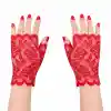 Kırmızı Dantel Parmaksız Kısa Eldiven