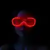 Kırmızı Led Işıklı Parti Gözlüğü - Neon Glow Şerit Gözlük 3 Modlu
