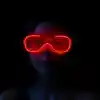 Kırmızı Led Işıklı Parti Gözlüğü - Şerit Gözlük 3 Modlu