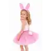 Kız Çocuk Tamamen Pembe Tavşan Kulaklı Kostüm Seti – Tütü Etekli 4 Parça
