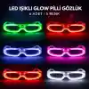 LED Işıklı Glow Pilli Parti Gözlüğü - Efektli 6 Adet 5 Renk
