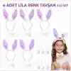 Lila Tavşan Sahne Seti 6'lı Set Taç Papyon Kuyruk