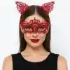 LüNessiWorld Kırmızı Dantel Taçlı Maske Seti 2 No - Parti, Balo, Kostüm ANessiWorldesuarı