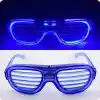 Mavi Led Işıklı Parti Gözlüğü - Şerit Gözlük 3 Modlu