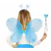 Mavi Renk Çocuk Kelebek Kanat Taç Asa Seti 50 cm