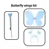 Mavi Renk Çocuk Kelebek Kanat Taç Asa Seti 50 cm