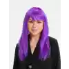 Mor Renk Düz Kesim Uzun Parti Peruğu Takma Saç