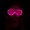Pembe Led Işıklı Parti Gözlüğü - Neon Glow Şerit Gözlük 3 Modlu