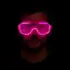 Pembe Led Işıklı Parti Gözlüğü - Neon Glow Şerit Gözlük 3 Modlu