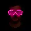 Pembe Led Işıklı Parti Gözlüğü - Şerit Gözlük 3 Modlu