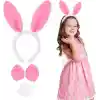 Pembe Tavşan Kostüm Seti – Taç, Papyon, Ponpon (12’li Paket)