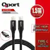 QPORT Q-TYPE-C1 1.5M TYPE-C 100W ŞARJ VE DATA KABLOSU
