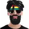 Rasta Peruklu Rasta Sakallı Bob Marley Bıyıklı Parti Gözlüğü 27x18 cm