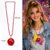 Retro Disko Topu Şekilli 80'ler 90'lar Kırmızı Renk Plastik Kolye