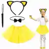 Sarı Renk Etekli Kedi Kostüm Seti (Tütü, Taç, Papyon, Kuyruk)