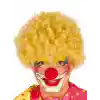 Sarı Renk Kıvırcık Afro Bonus Peruk Takma Saç ve Kırmızı Burun Seti