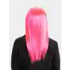 Şeker Pembesi Koyu Pembe Renk Uzun Düz Parti Peruğu