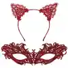 Şık Kırmızı Dantel Maske ve Taç Seti 5 No – Maskeli Balo & Özel Etkinlikler