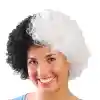 Siyah Beyaz Kıvırcık Afro Bonus Peruk Taraftar Bonus Saç