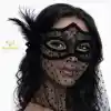 Siyah Dantel Tüllü Peçeli Parti Maskesi