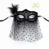 Siyah Dantel Tüllü Peçeli Parti Maskesi