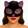 Siyah Renk Pembe Simli Süet Kedi Maskesi 18x14 cm