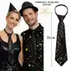 Siyah Renk Pul Payetli Işıltılı Parti Kravatı 33 cm