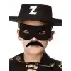 Siyah Renk Zorro Şapkası Zorro Maskesi ve Zorro Bıyık Çocuk Boy