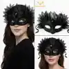 Siyah Taşlı Venedik Maskesi Lüks Tüllü Parti Maskesi