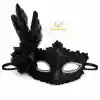 Siyah Tüylü Venedik Lüks Balo Maskesi