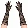 Siyah Uzun Gül Desenli Dantel Kadın Eldiveni