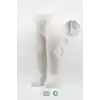 Tekli Ekose Kabartma Penye Külotlu Çorap BS50105 Ekru