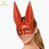 Uzun Kulaklı Kırmızı Lüks Tavşan Maskesi