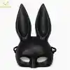 Uzun Kulaklı Siyah Lüks Tavşan Maskesi