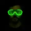 Yeşil LED Işıklı Parti Gözlüğü – Neon Glow Şerit Gözlük 3 Modlu