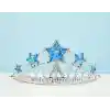 Yıldız Şekilli Elsa Prenses Kraliçe Tacı Mavi Renk Çocuk Boy 5x17 cm