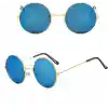Yuvarlak Cam John Lennon Tarzı Gold Çerçeveli Mavi Gözlük