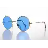 Yuvarlak Cam John Lennon Tarzı Gold Çerçeveli Mavi Gözlük