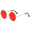 Yuvarlak Cam John Lennon Tarzı Gümüş Çerçeveli Kırmızı Gözlük