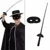 Zorro Kostüm Plastik Aksesuar Seti – Maske ve Kılıç (67 cm)