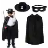 Zorro Pelerini Şapkası ve Maske Seti Çocuk Boy