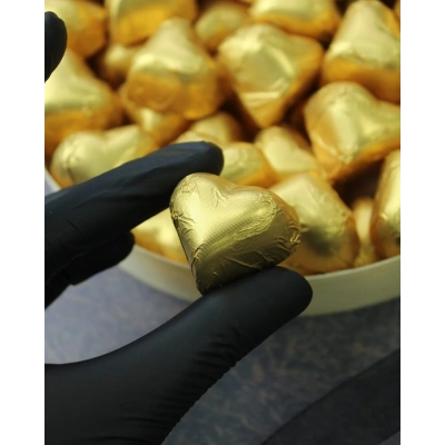 Kalp Dolgulu Çikolata - Altın(Bademli)